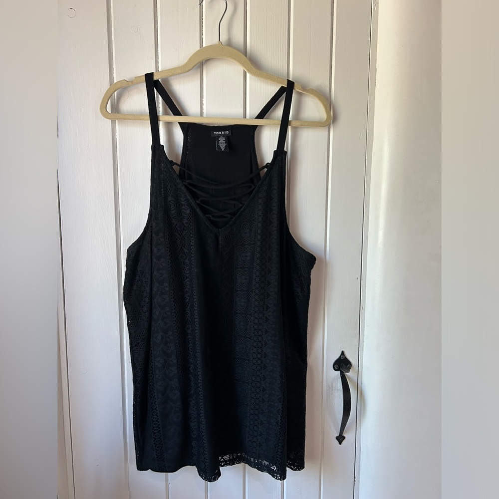 Torrid Black Lace Overlay Racerback Tank Size 2